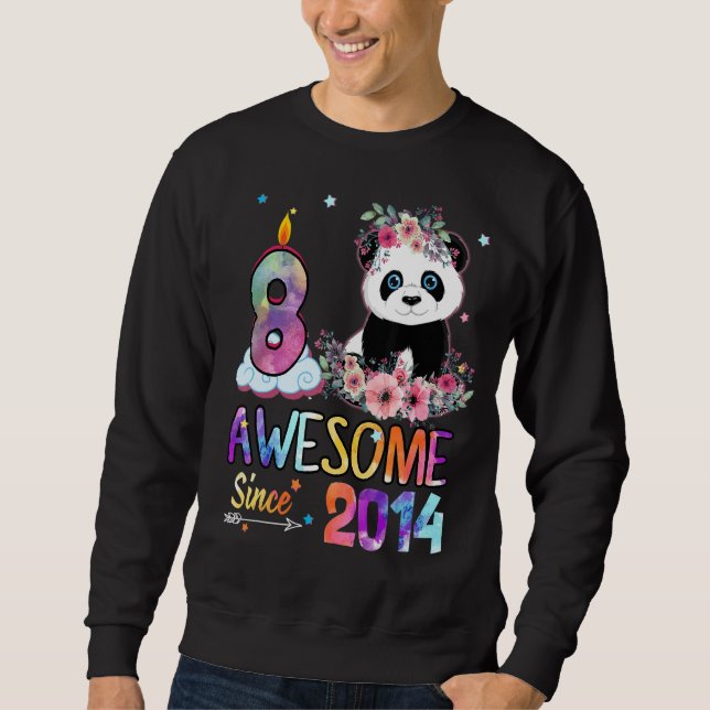Sudadera Impresionante desde 2014 8 cumpleaños Panda U de 8 (Anverso)