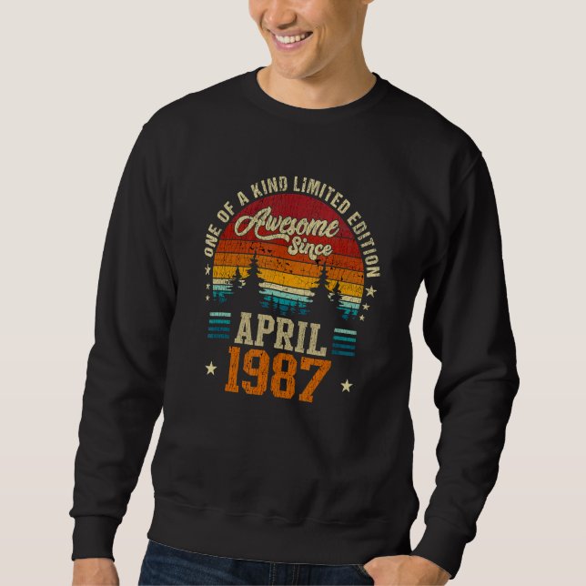 Sudadera Impresionante desde abril de 1987 Vintage cumpleañ (Anverso)