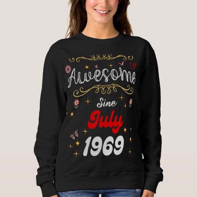 Sudadera Impresionante desde julio de 1969 Flores de cumple (Anverso)