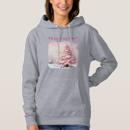 Sudadera Impresionante y caprichoso árbol de Navidad rosa