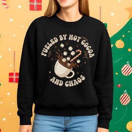 Sudadera Impulsado por Chocolate Caliente y Caos Divertida 