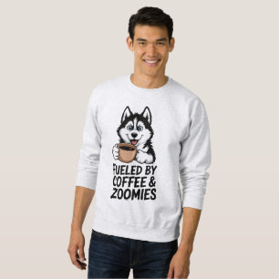 Sudadera Impulsado Por El Café Y La Zoomía Gracioso Husky D