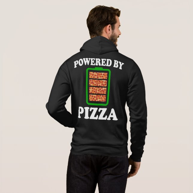Sudadera Impulsado Por Pizza - Pizza Divertida (Reverso completo)