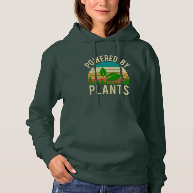 Sudadera Impulsado Por Plantas Divertido Atardecer Verde Ve (Anverso)
