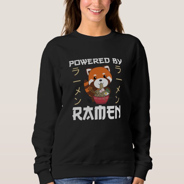 Sudadera Impulsado Por Ramen Cute Red Panda Se Come Fideos  (Anverso)