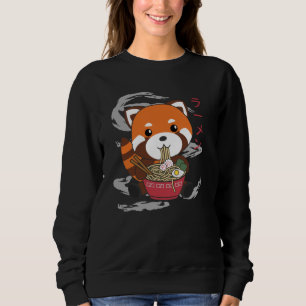 Sudadera Impulsado Por Ramen Cute Red Panda Se Come Fideos
