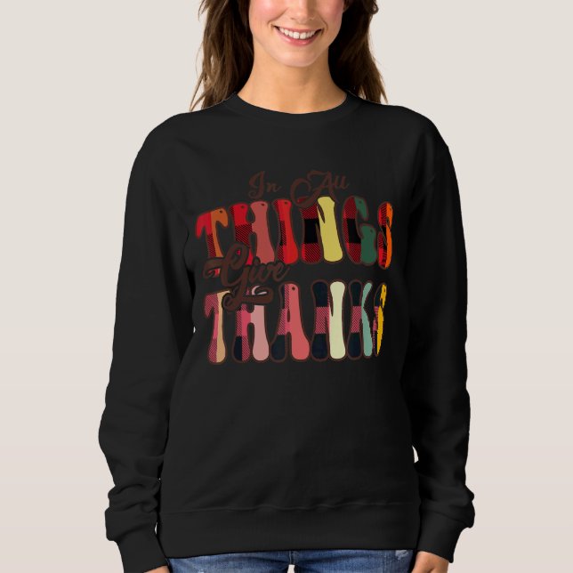 Sudadera In All Things Give Thanks Groovy Leopard Thanksgiv (Anverso)