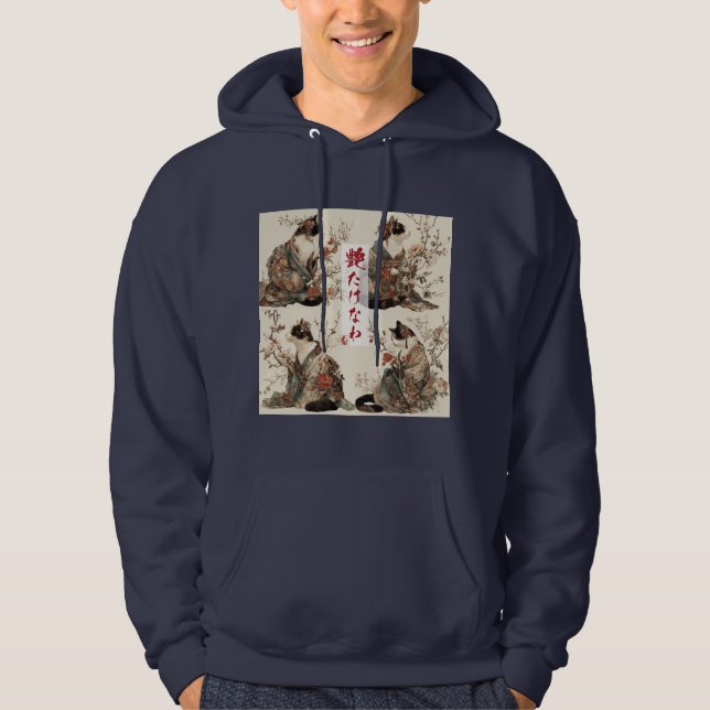 Sudadera "In Full Bloom" Japanese Cat in Kimono  (Anverso)