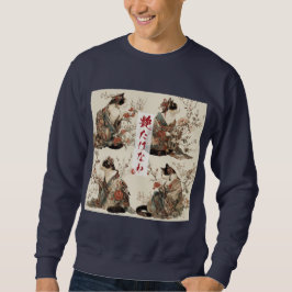 Sudadera "In Full Bloom" Japanese Cat in Kimono Art