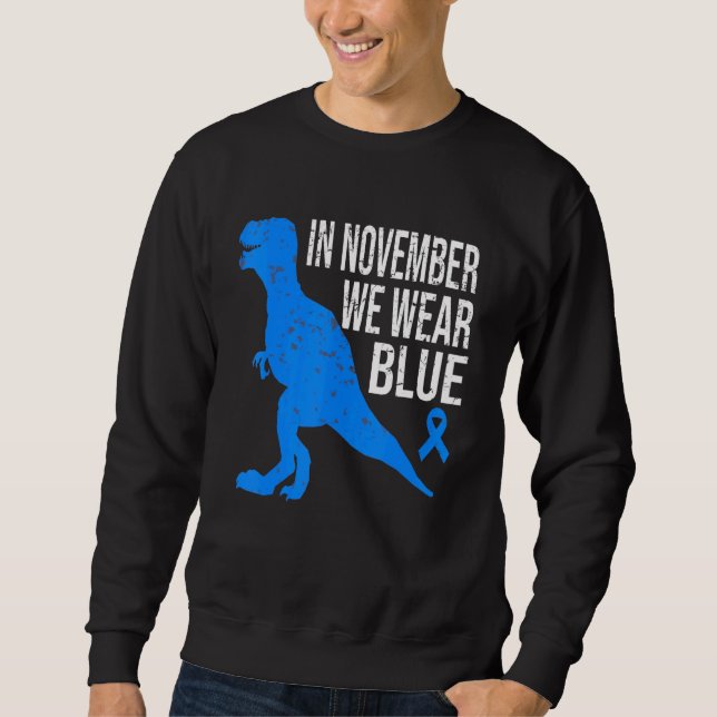 Sudadera In November We Wear Blue Diabetes Trex Dino Kids T (Anverso)