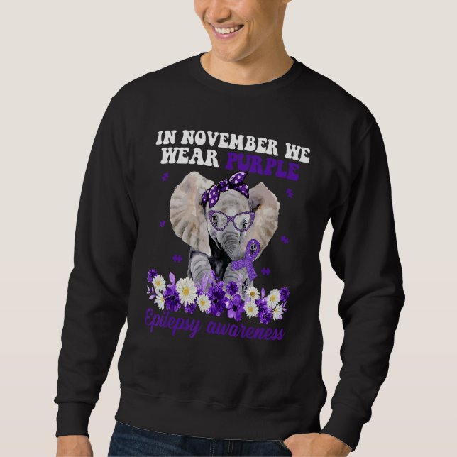 Sudadera In November We Wear Purple Elephant Epilepsy Aware (Anverso)