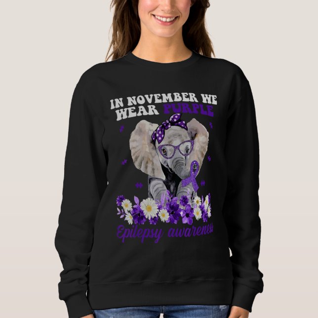 Sudadera In November We Wear Purple Elephant Epilepsy Aware (Anverso)