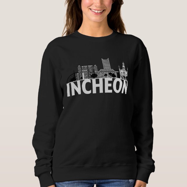 Sudadera Incheon South Korea City Skyline Silhouette Outlin (Anverso)