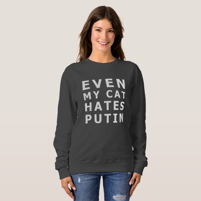 Sudadera Incluso mi gato odia a putin (Anverso completo)
