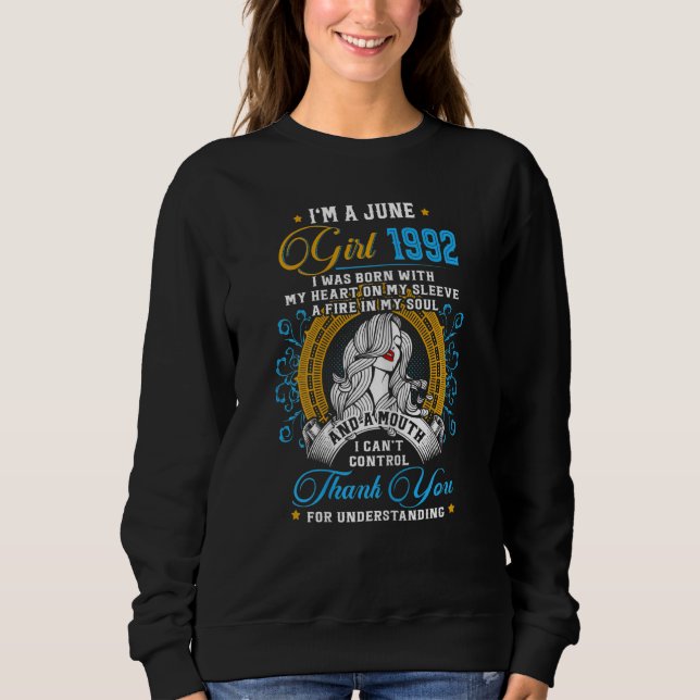 Sudadera Increíble desde 1992, 30 años, soy Chica de junio  (Anverso)