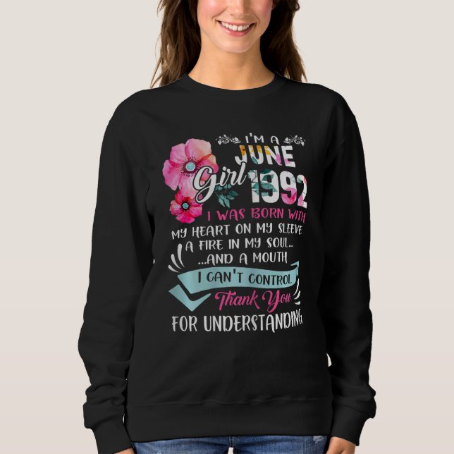 Sudadera Increíble desde 1992, 30 años, soy Chica de junio  (Anverso)