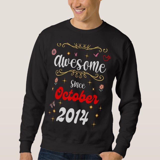 Sudadera Increíble desde octubre de 2014, flores de cumplea (Anverso)