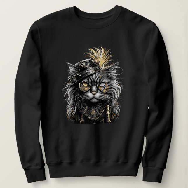 Sudadera Increíble gato steampunk  (Anverso del diseño)