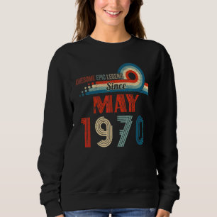 Sudadera Increíble leyenda épica desde mayo de 1970 52º cum