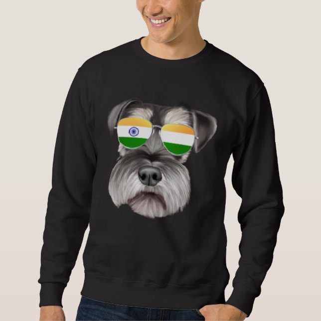 Sudadera India Flag Miniature Schnauzer Dog India Pocket (Anverso)