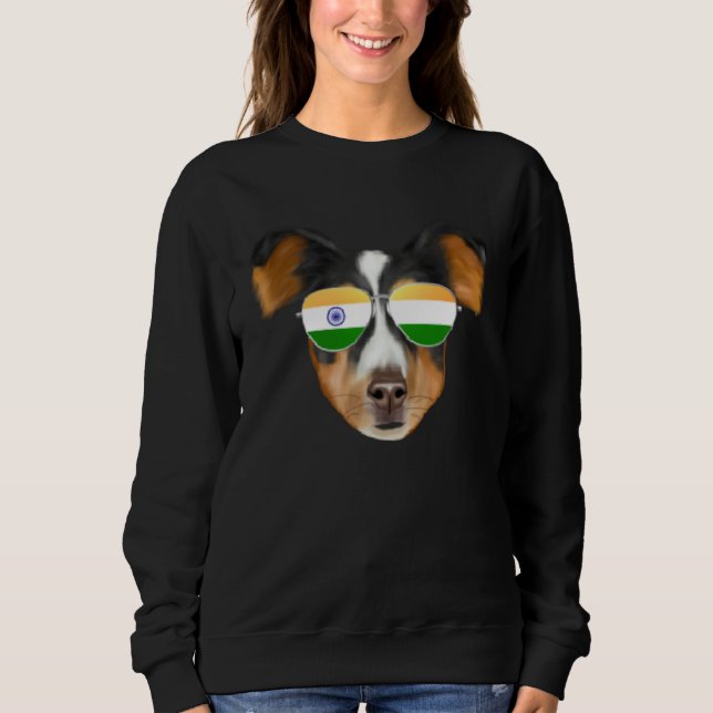 Sudadera India Flag Shetland Sheepdog Dog India Pocket (Anverso)