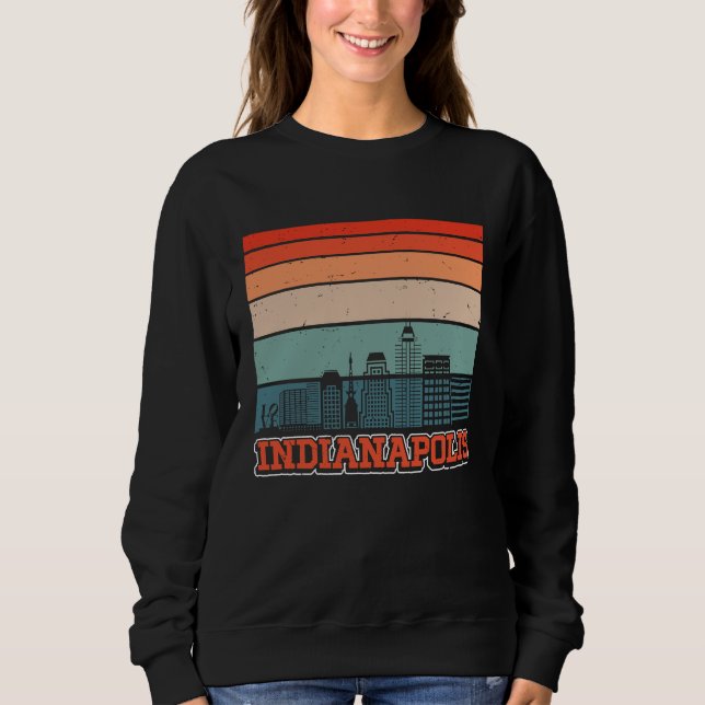 Sudadera Indianapolis USA Retro Vintage Sunset Skyline Indi (Anverso)