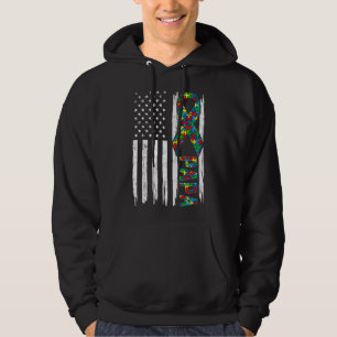 Sudadera Indignación ante el autismo de la bandera norteame