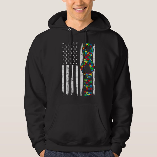 Sudadera Indignación ante el autismo de la bandera norteame (Anverso)
