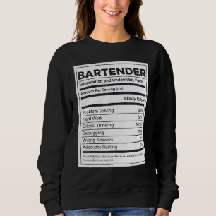 Sudadera Información de nutrición de Bartender