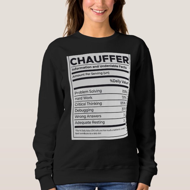 Sudadera Información de nutrición de Chauffer (Anverso)
