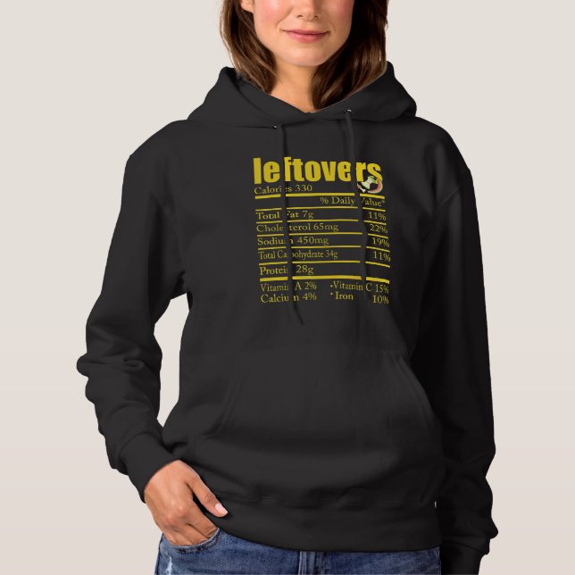Sudadera Información nutricional de sobras Día de Acción de (Anverso)