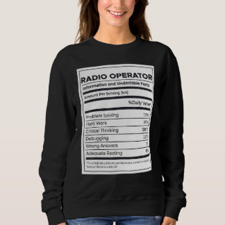 Sudadera Información nutricional del operador de radio