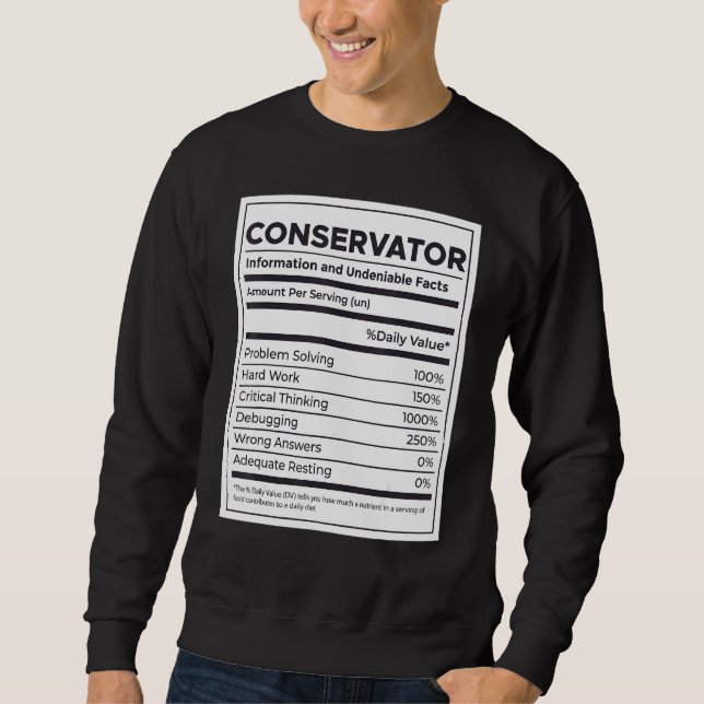Sudadera Información sobre nutrición del conservador (Anverso)