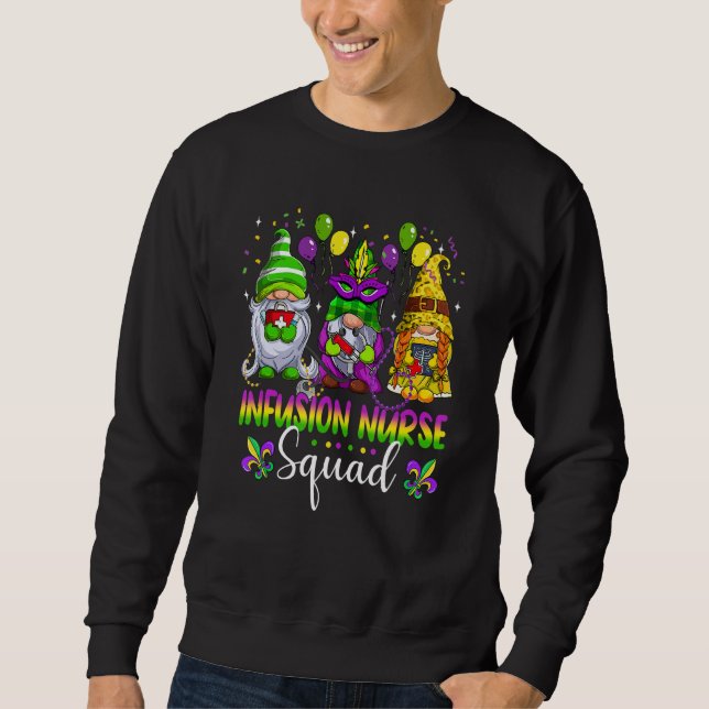 Sudadera Infusion Nurse Squad Gnomes Crew Mardi Gras Festiv (Anverso)