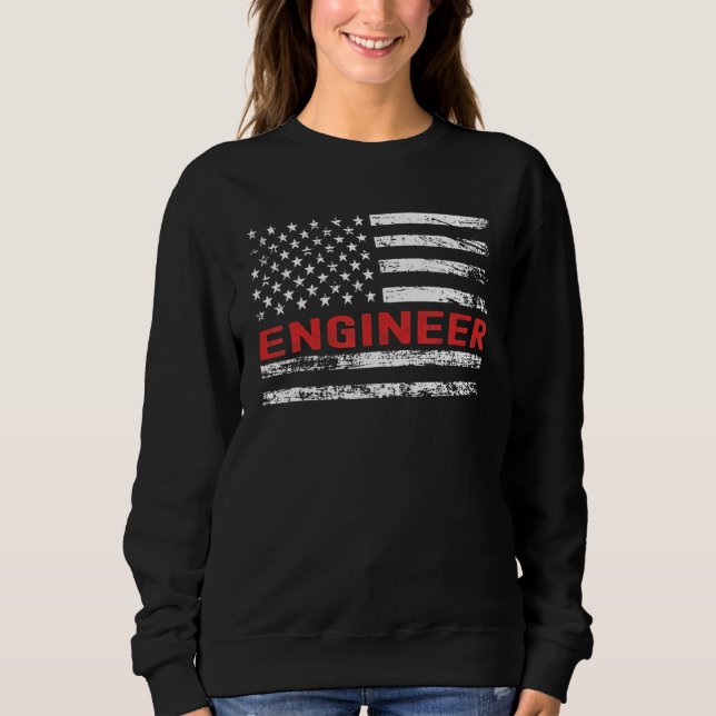 Sudadera Ingeniero Bandera de EE. UU. Profesión Título de T (Anverso)