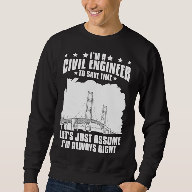 Sudadera Ingeniero Civil Constructor de Puentes Estudiante  (Anverso)
