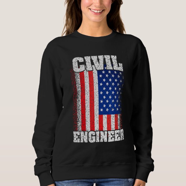Sudadera Ingeniero Civil De Bandera Estadounidense Patriota (Anverso)