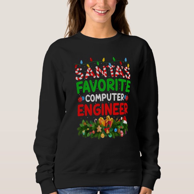 Sudadera Ingeniero de computadoras favorito de Santa S con  (Anverso)
