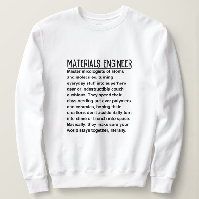 Sudadera Ingeniero de materiales (Anverso del diseño)