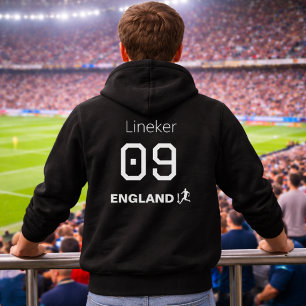 Sudadera Inglaterra Negro Blanco Parte Trasera Impresión No