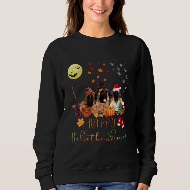 Sudadera Inglés Mastiff Dog Happy Hallothanksmas Family Xm (Anverso)