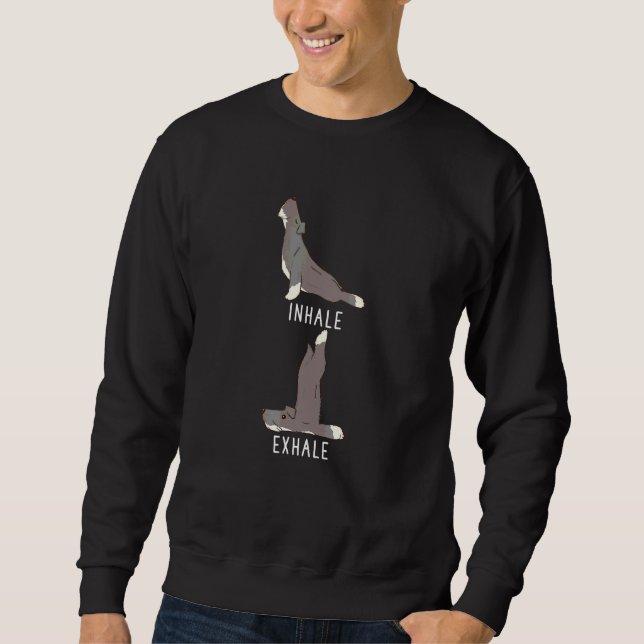 Sudadera Inhalar Exhalar Schnauzer   Perro Yoga (Anverso)