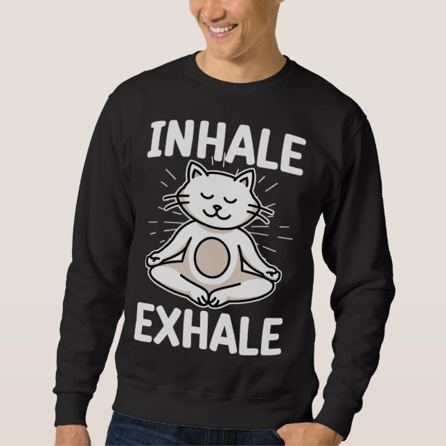 Sudadera Inhale Yoga Cat Meditation Spiritual Exhale  Kitty (Anverso)