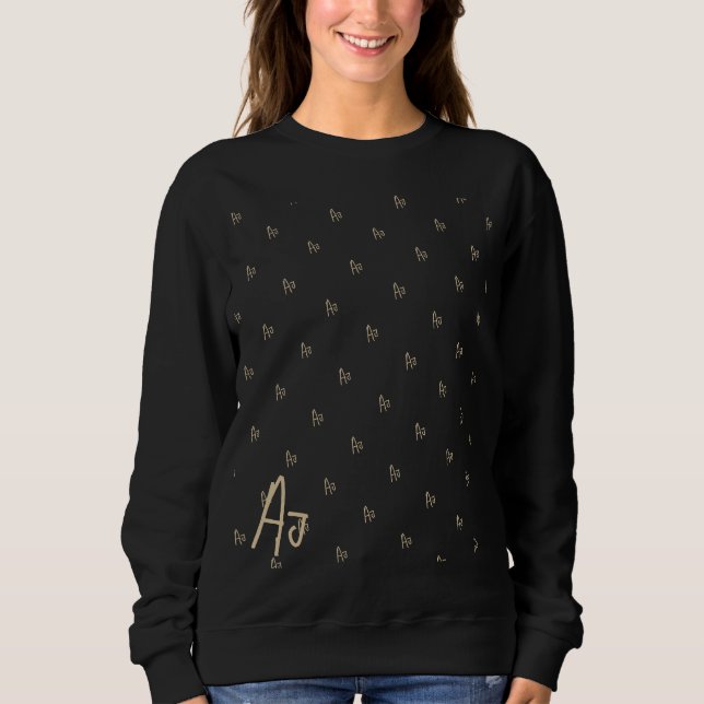 Sudadera Iniciales monogramas Oro Negro (Anverso)