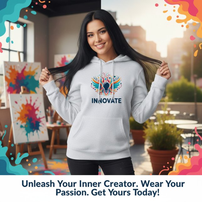 Sudadera Innovate Bombilla Color Splash Art  (Innovate Lightbulb Color Splash Art Design)