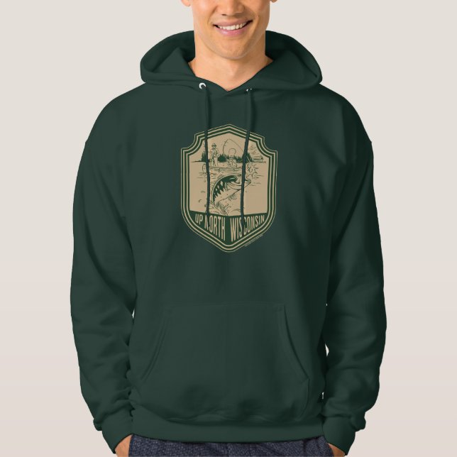 Sudadera Insignia de pesca de Wisconsin Norte (Anverso)