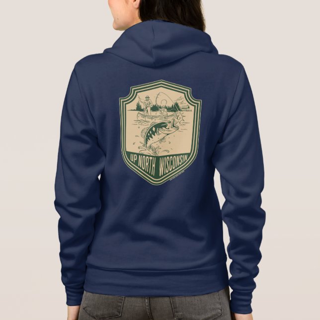Sudadera Insignia de pesca de Wisconsin Norte (Reverso)