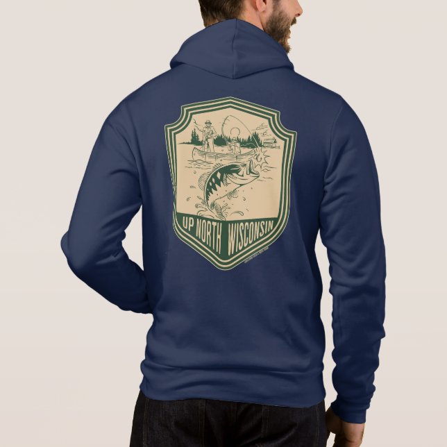 Sudadera Insignia de pesca de Wisconsin Norte (Reverso)