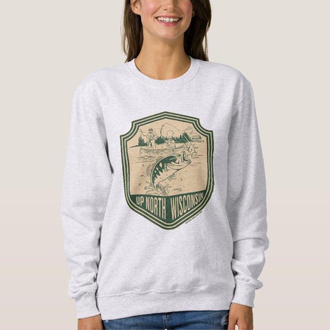 Sudadera Insignia de pesca de Wisconsin Norte (Anverso)