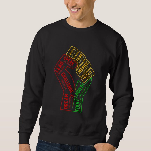 Sudadera Inspirador Black Leaders Power Fist Hand Black His (Anverso)